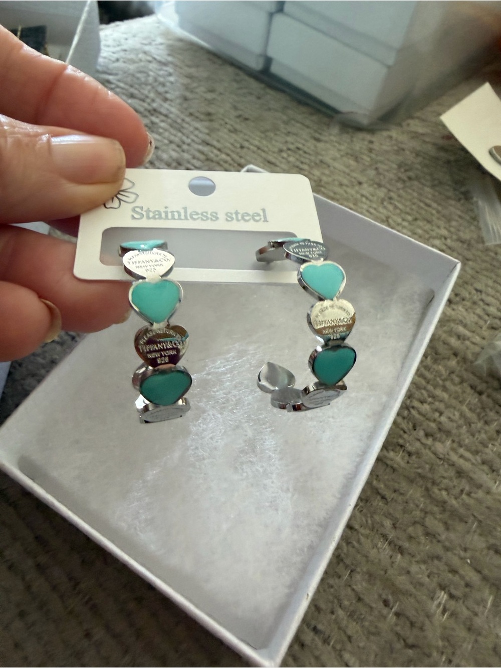 Stainless Steel Hoop Stud  & Earrings NWT